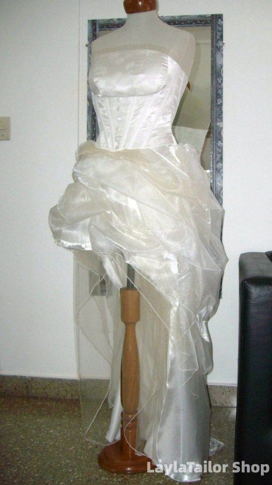 Vintage Pearl White High Low Wedding Dresses Party Gown