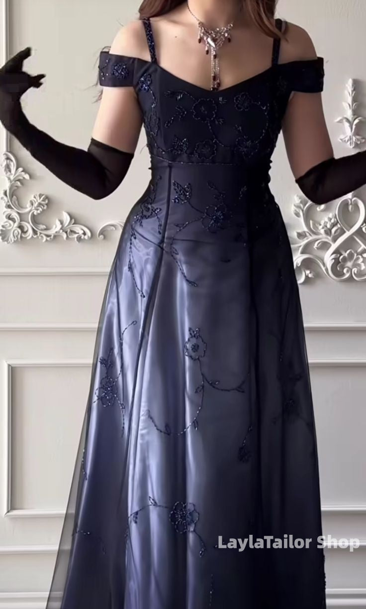 Vintage Prom Dress Off The Shoulder Beaded Lace Formal Dresses,LTP3665
