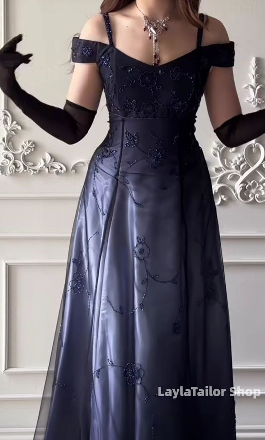 Vintage Prom Dress Off The Shoulder Beaded Lace Formal Dresses,LTP3665