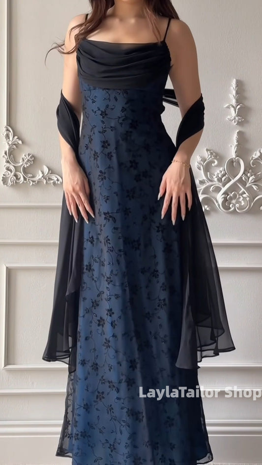 Vintage Prom Dress Spaghetti Straps Chiffon Lace Formal Dresses,LTP3666