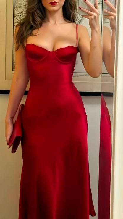 Vintage Red Spaghetti Straps Party Dress,LTP4299