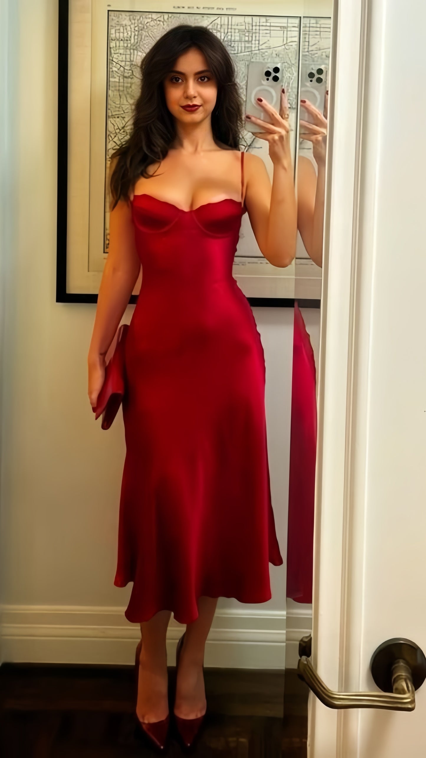 Vintage Red Spaghetti Straps Party Dress,LTP4299