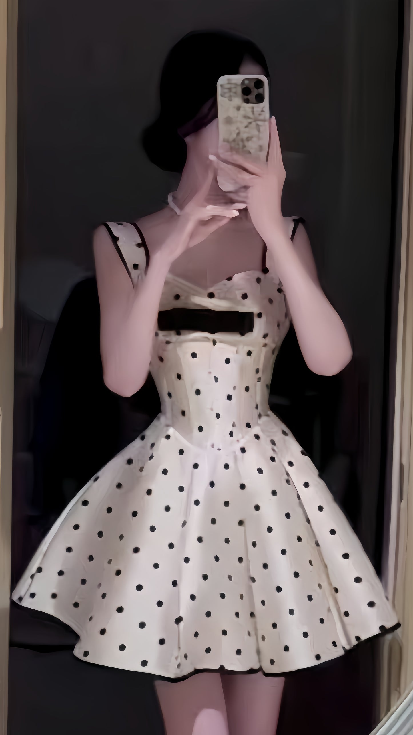 Vintage White Dots A-line Homecoming Dresses Short Prom Dress,LTP3932