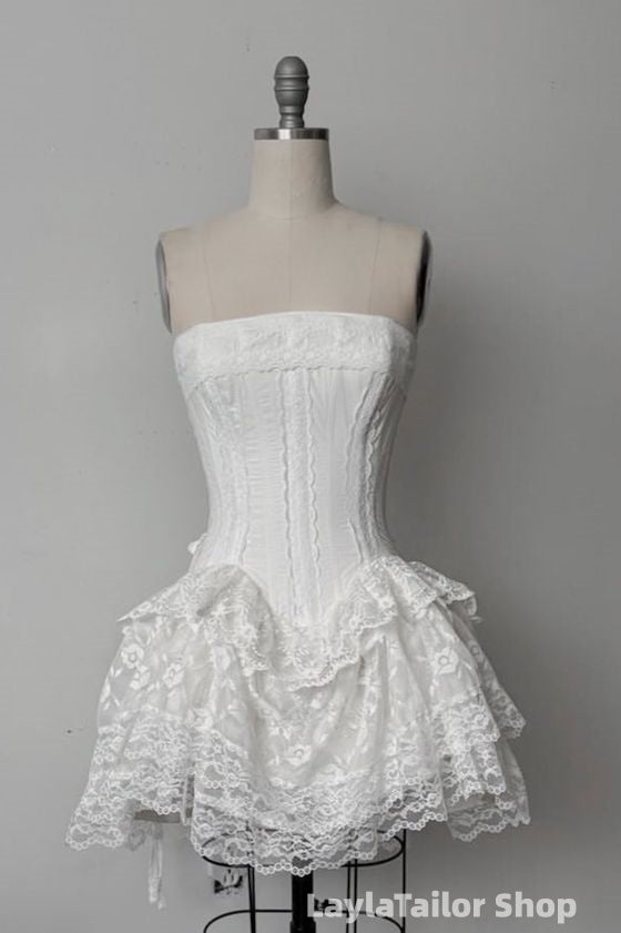 Vintage White Lace Bodycon Homecoming Dresses LTP82621