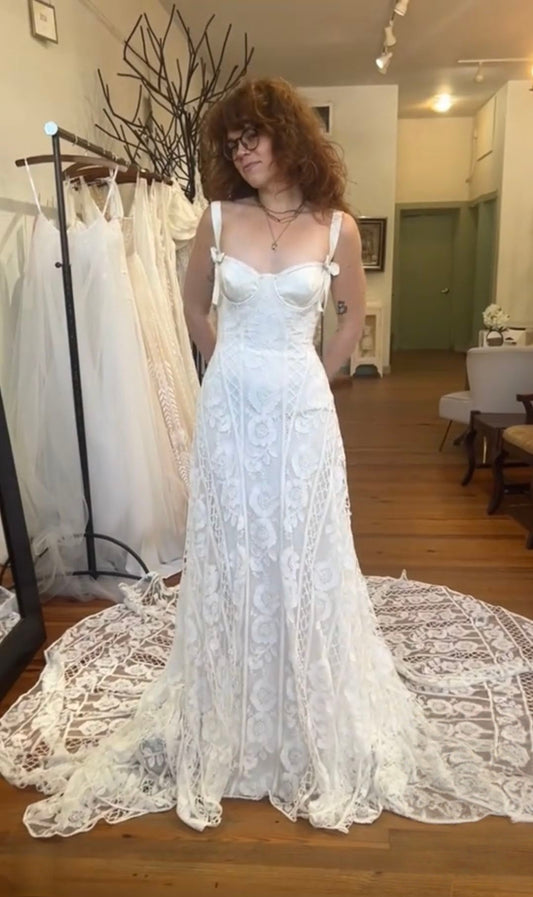 Vintage White Lace Wedding Dresses Sweetheart Bridal Gown,LTP4187