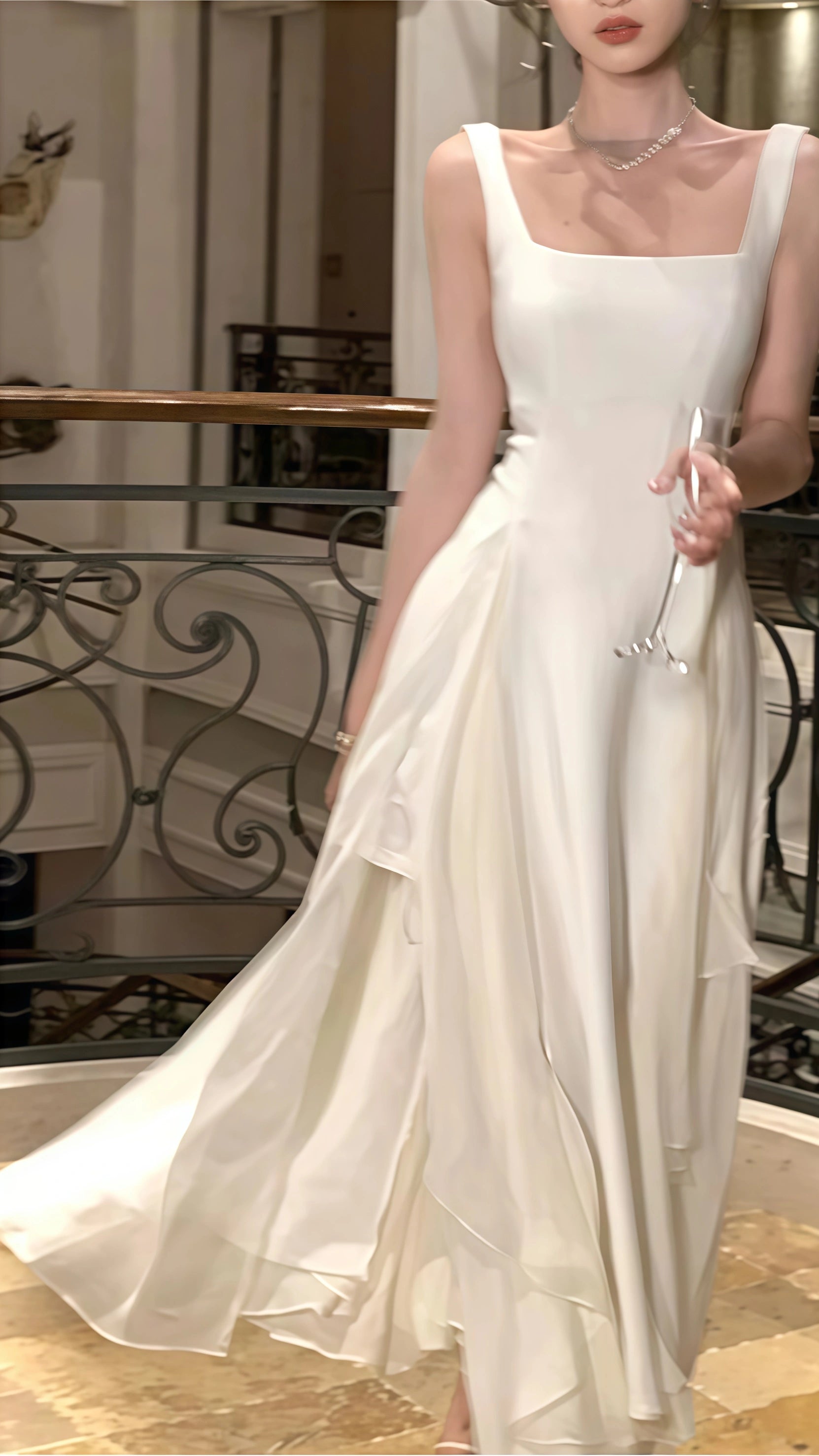 Vintage Ivory Chiffon Prom Dress