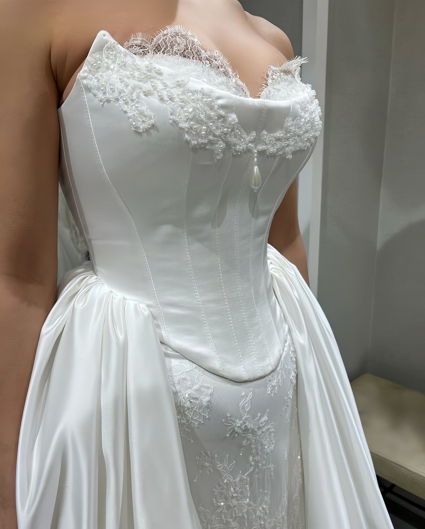 Vintage Lace Satin Wedding Dresses, LTP3412