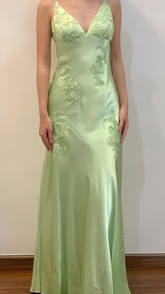 Vintage Mermaid Applique Sheath V-neck Senior Prom Dress Long Party Dress, LTP3518