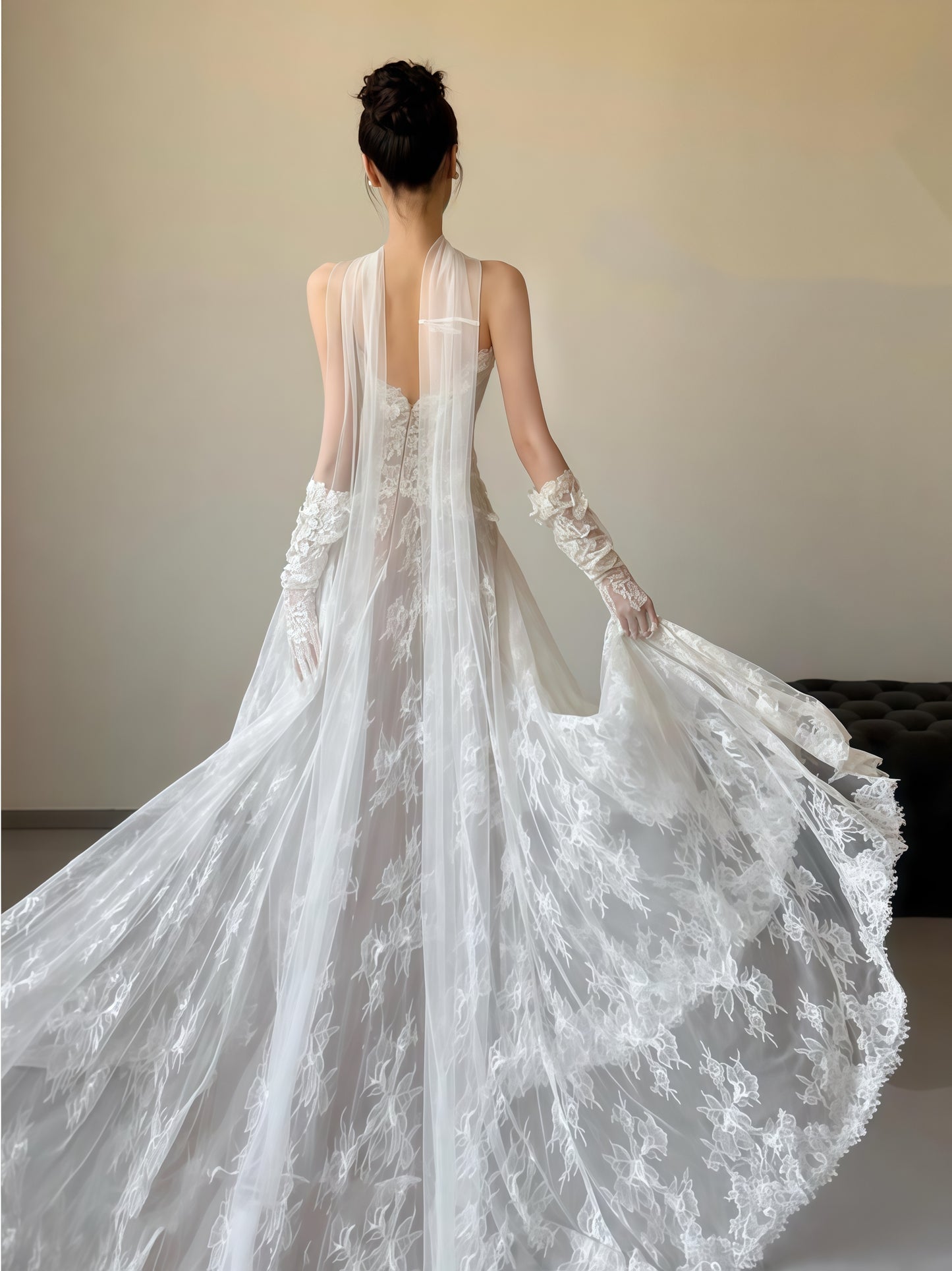 White Lace Strapless Wedding Dress, Vintage Photografhy Dress,LTP3669