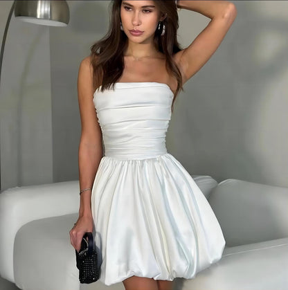 White Strapless A-Line Homecoming Dresses, LTP3060