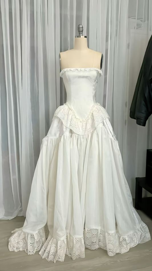 White Strapless A-Line Wedding Dresses, LTP3513
