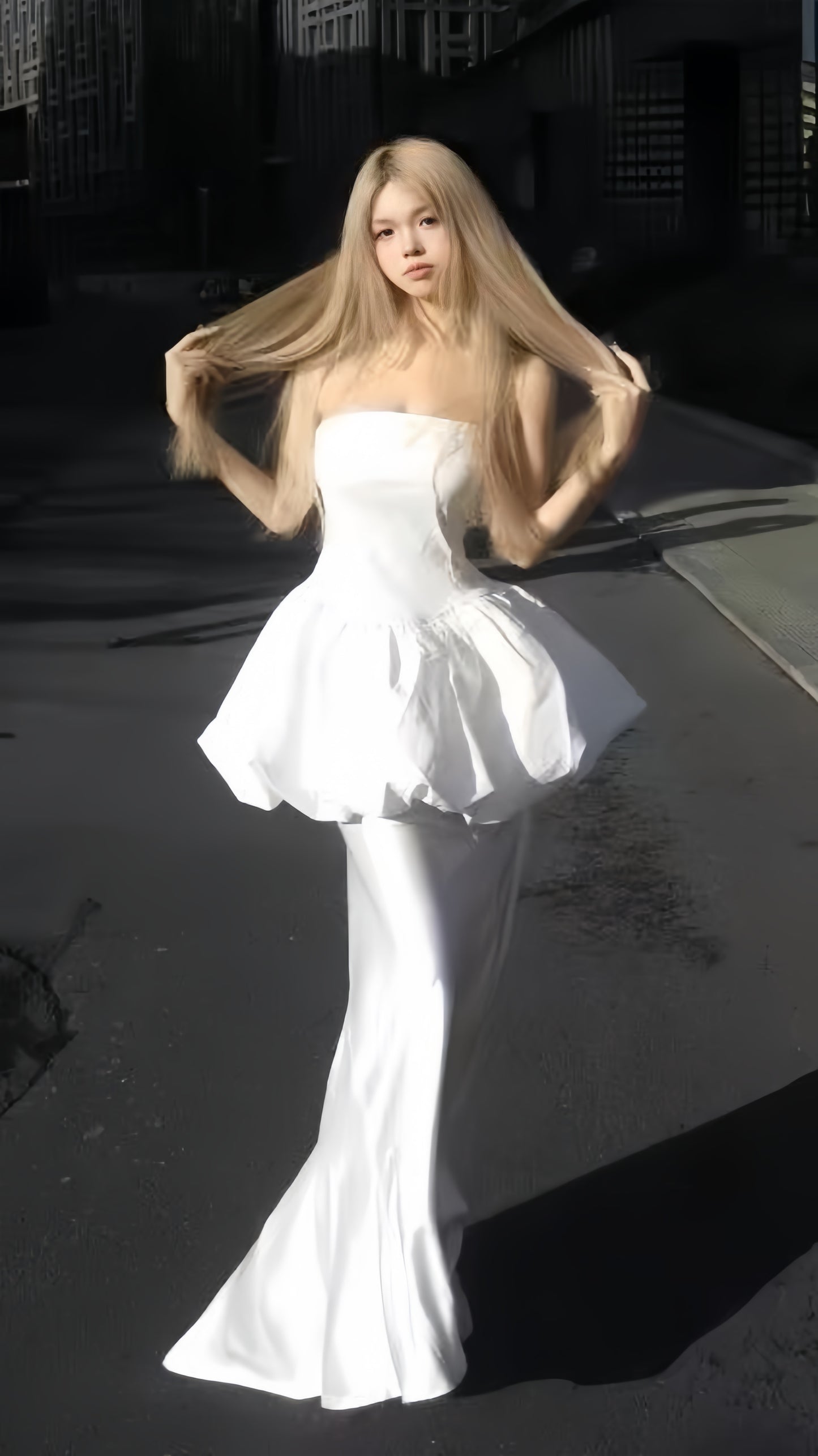 White Strapless Long Prom Dresses Sleeveless Party Dress,LTP3959