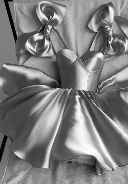 White Sweetheart Homecoming Dresses A-line Satin Sparkle Party Dress ,LTP3856