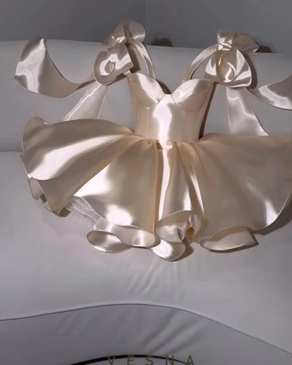 White Sweetheart Homecoming Dresses A-line Satin Sparkle Party Dress ,LTP3856