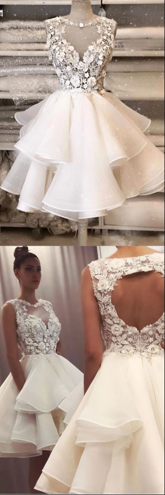 White tulle lace homecoming dress detail shot of intricate lace embellishments