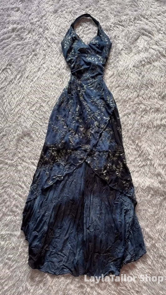Y2k Dresses Fashion Halter Lace Prom Dress Retro Formal Party Outfits