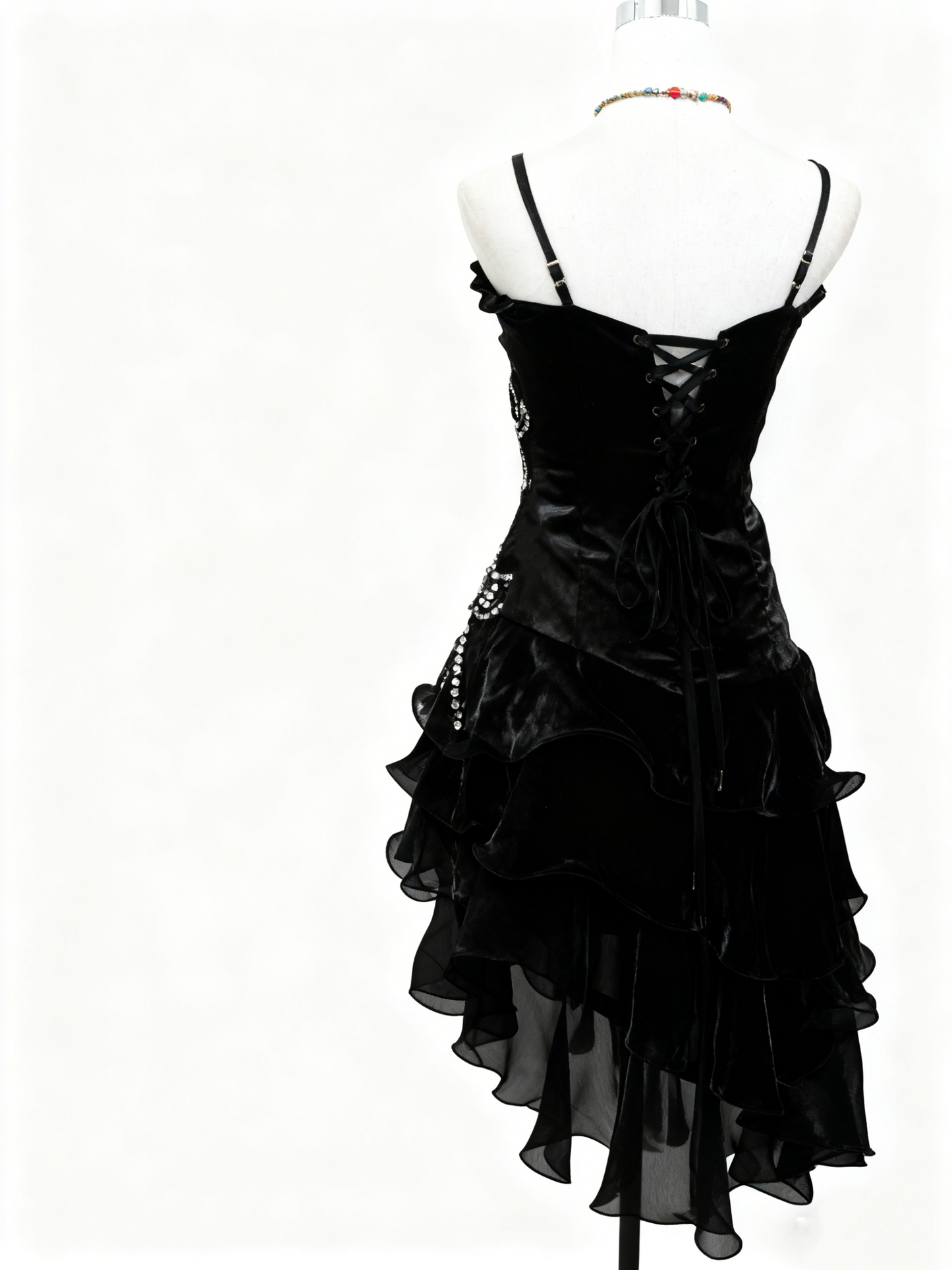 A Line Black Ruffle Short Prom Dress Homecoming Dress