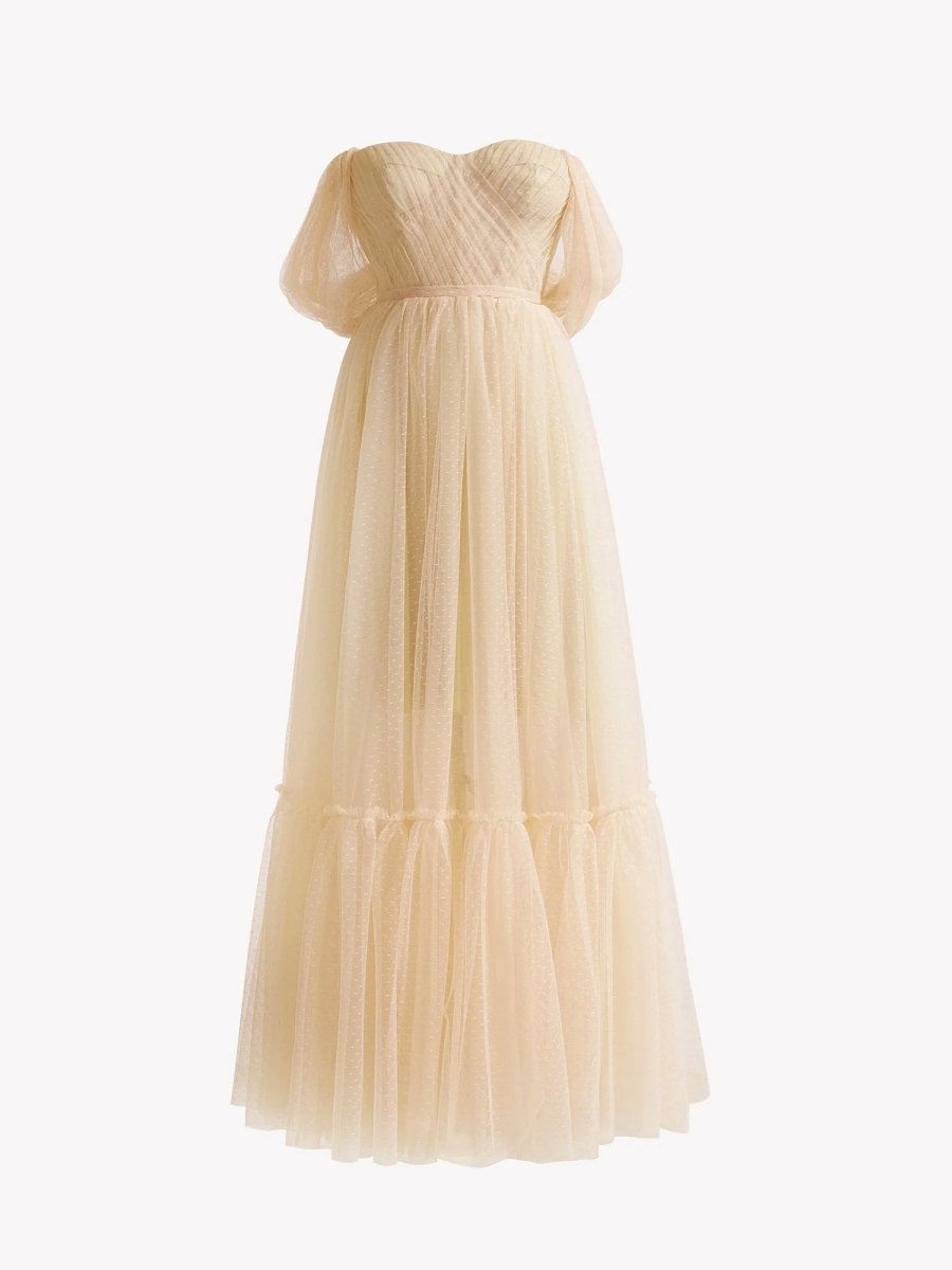 A-Line Tulle Sweetheart Tea-Length Homecoming Dress