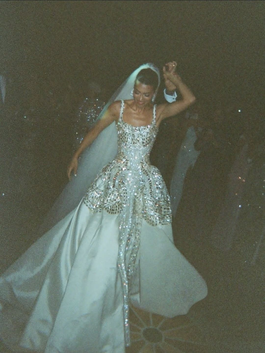 White Beaded Wedding Dress Luxuriys Sequin Bridal Dress