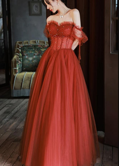 LTP1763,Charming Sweetheart Beaded Off Shoulder long Party Dresses, Tulle Evening Gow