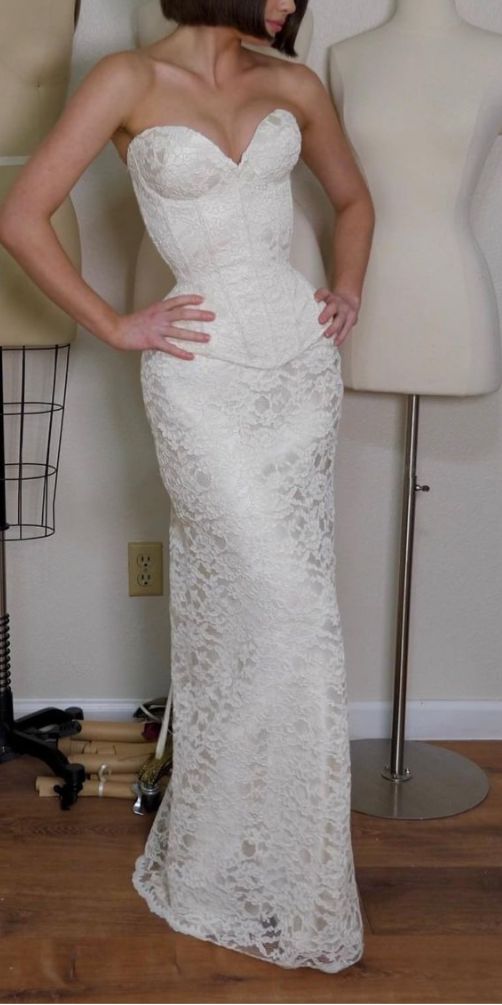 Two Pieces Mermaid Lace Wedding Dresses Sweetheart Sleeveless Evening Prom Dress,LTP4347