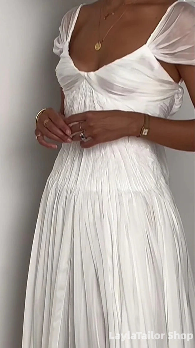 Beautiful White Chiffon A Line Prom Dress Wedding Dress,LTP3677