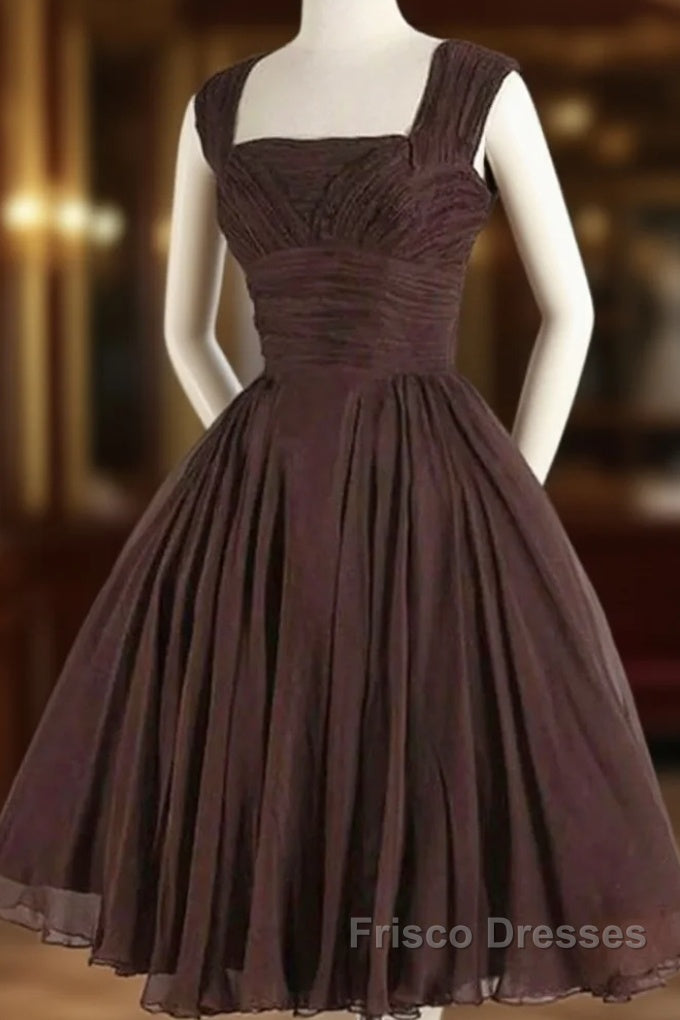 Brown A Line Short Formal Prom Dress Homecoming Dress