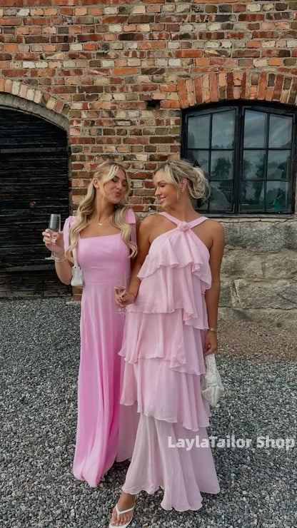 Sweet Pink Halter Party Dresses Homecoming Bridesmaid Dress,LTP3637