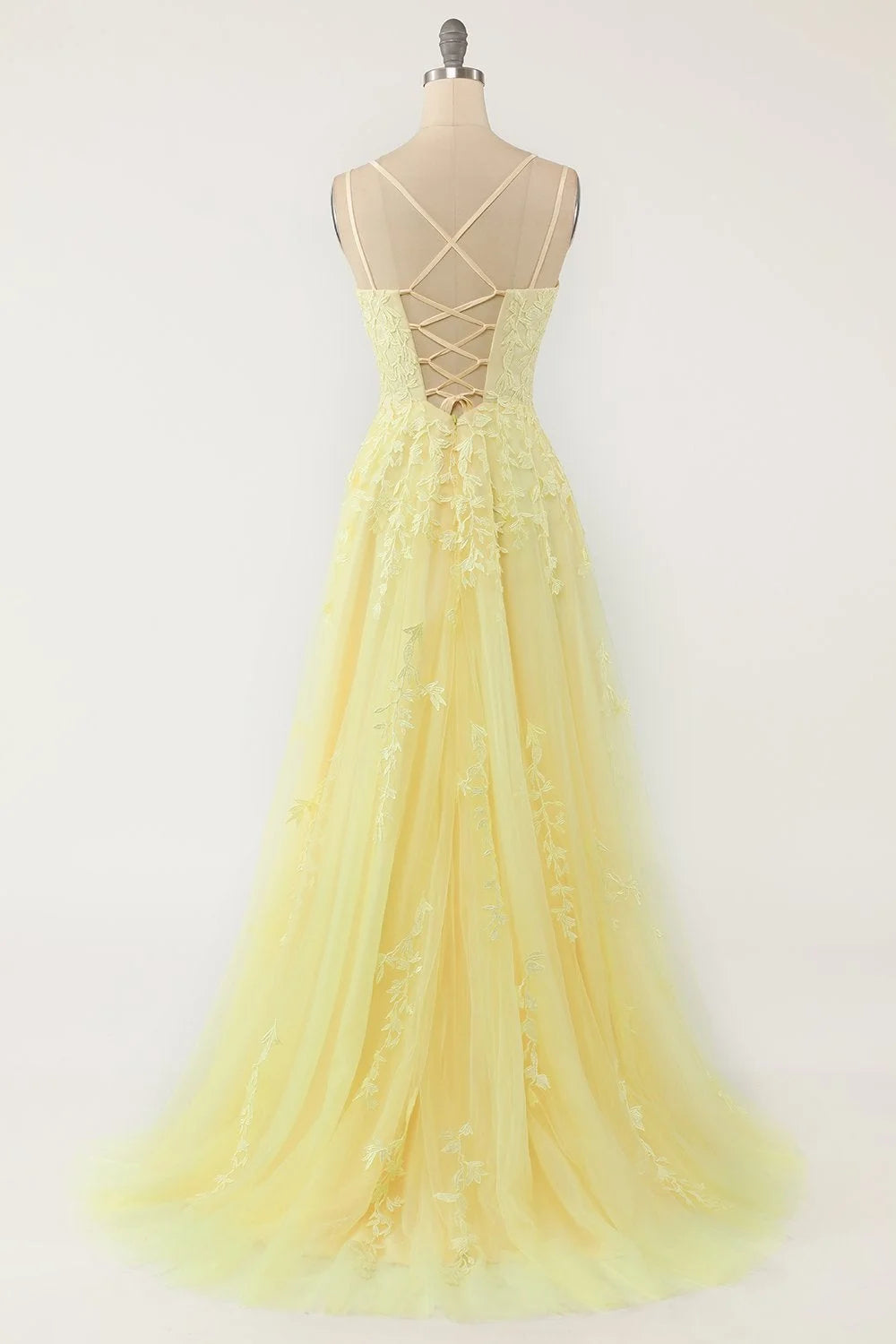 Spaghetti Straps A-Line Tulle Lace Prom Dresses