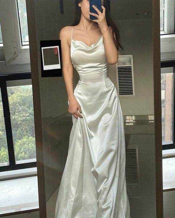 White Satin Bodycon Prom Dresses