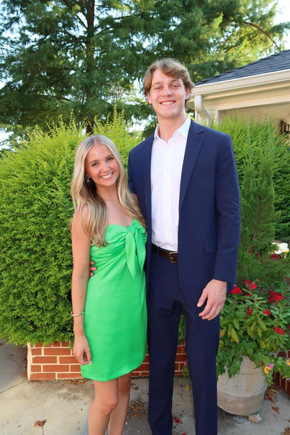 Strapless Navy Blue Tie-Front Short Dress