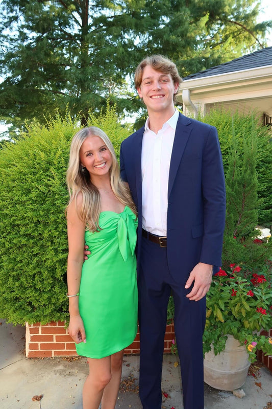 Strapless Navy Blue Tie-Front Short Dress