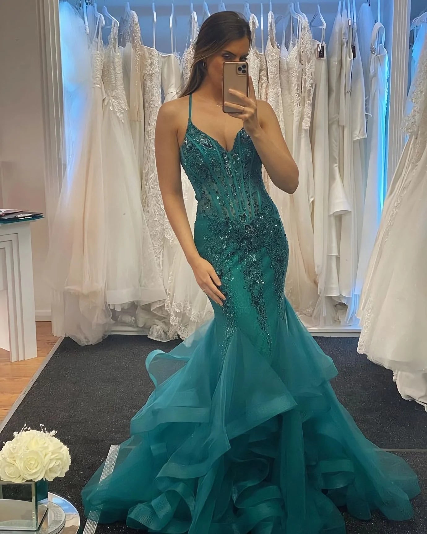 LTP1742,Sexy Mermaid Beaded Tulle Long Prom Dress, Custom Made Evening Dress