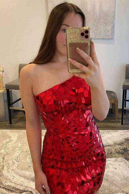 Chic Cut Glass Mirror Blue Sheath Mini Party Dresses
