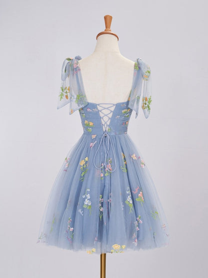 Aline Short Sweetheart Tulle Floral Homecoming Dress