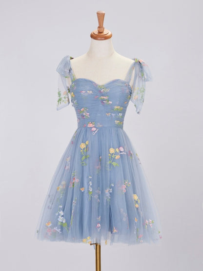 Aline Short Sweetheart Tulle Floral Homecoming Dress