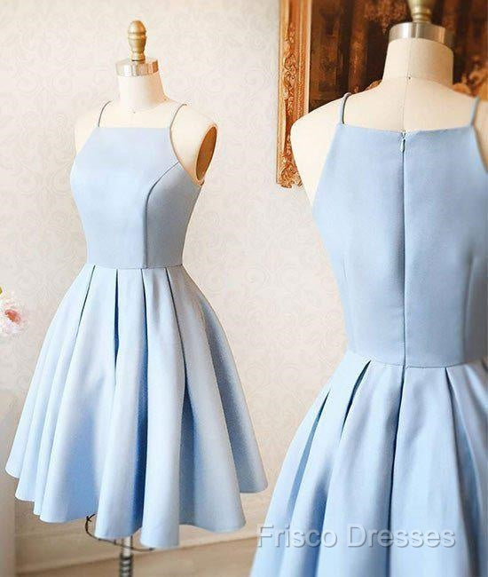 Custom Made A Line Light Blue Short Formal Prom Dress, Short Blue Homecoming Dress, Formal Dress