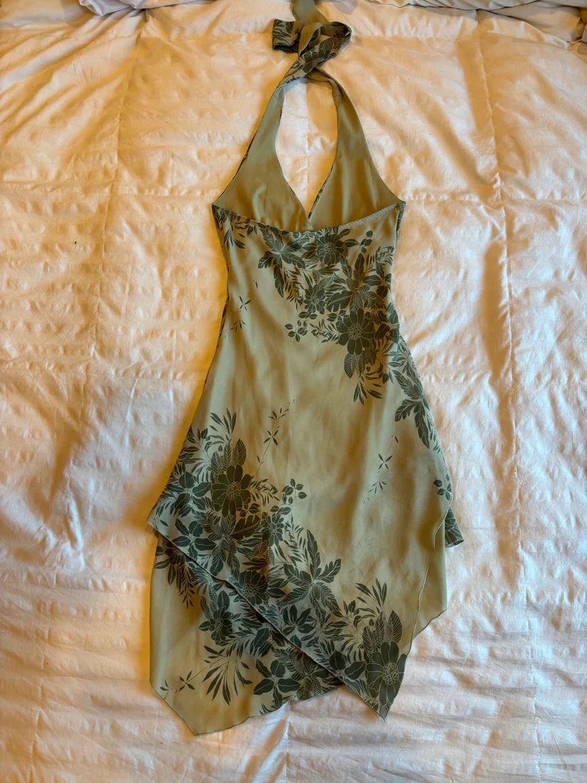 Cute A Line Halter Green Short Chiffon Homecoming Dresses Cocktail Dress