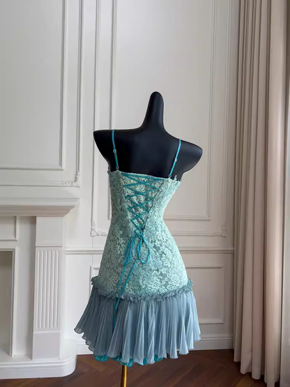 Cute A Line Spaghetti Straps Lace Birthday Outfit Homecoming Dress