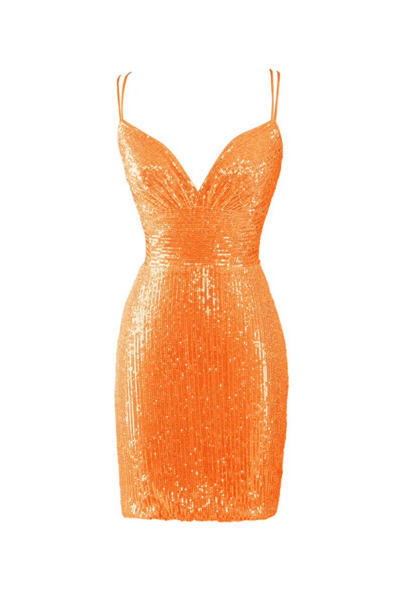 Bodycon V Neck Blue Sequins Mini Party Dresses