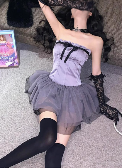 Cute Purple Satin Tulle 17Th Birthday Homecoming Dress