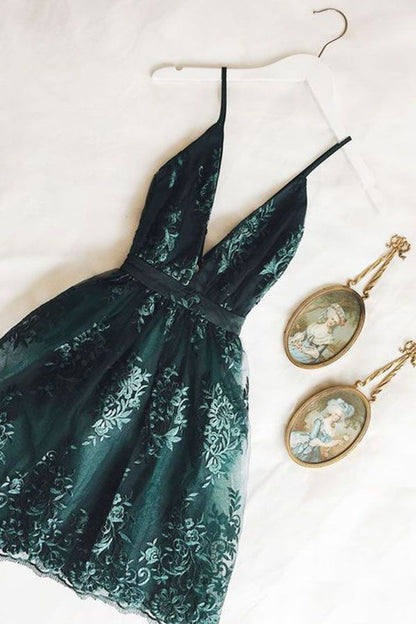 Dark Green Homecoming Dress, Short Hoco Dress