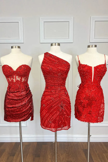Sparkly Black Bodycon One Shoulder Sequin Star Mini Party Dresses