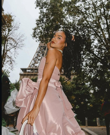 Design Pink Tube Top Bow Irregular 17Th Birthday Homecoming Dress