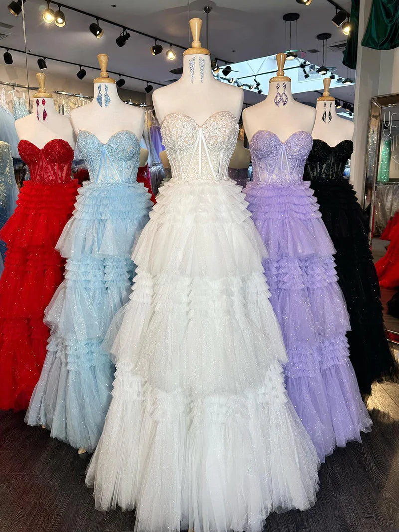 Fairy Prom Dresses, Strapless Prom Dress, Preppy Prom Dress, Queen Ball Gown