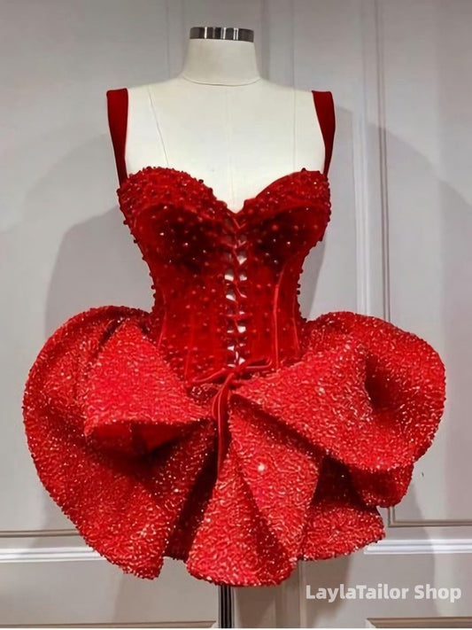 Cute Homecoming Dress, Pretty Graduation Dress, Red Homecoming Dresses