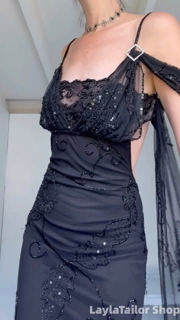 Luxury Beaded Black Lace Prom Dresses Long Homecoming Formal Dress