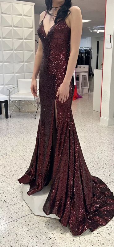 Mermaid Burgundy Sequin Floor Length Prom Dress 22st Birthday Outfit Party Dresses,LTP3703