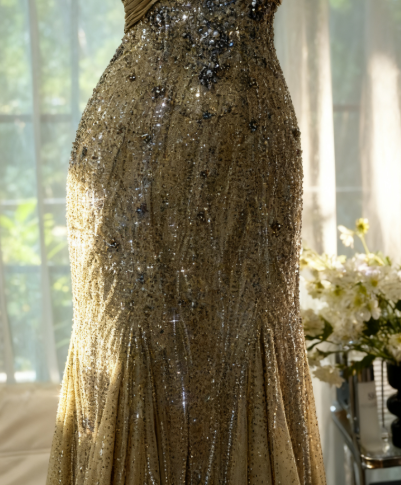 Olive Green Evening Dressses Vintage Spaghetti Straps Mermaid Tulle Beading Long Stunning Prom Dresses Elega