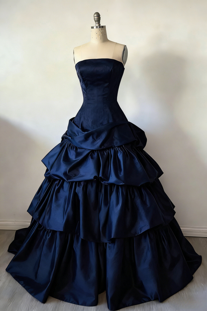 Gorgeous A-Line Burgundy Prom Dress Satin Strapless  Long Evening Dress Sleeveless Birthday Dress